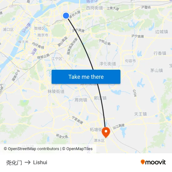 Yaohuamen to Lishui map