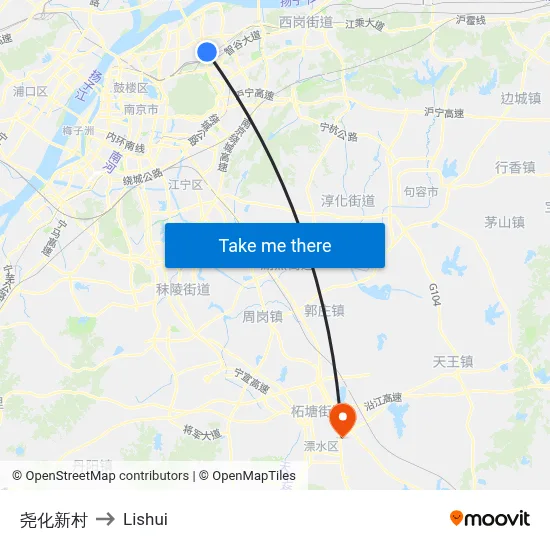 Yaohua New Village to Lishui map
