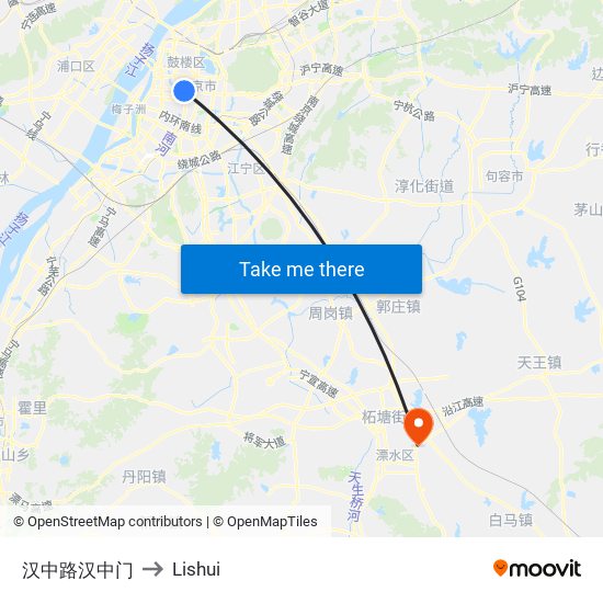 汉中路汉中门 to Lishui map