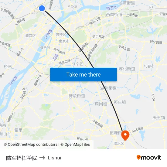 陆军指挥学院 to Lishui map
