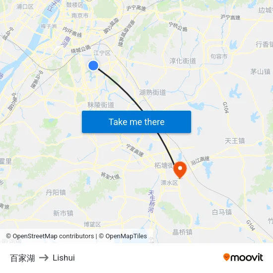百家湖 to Lishui map