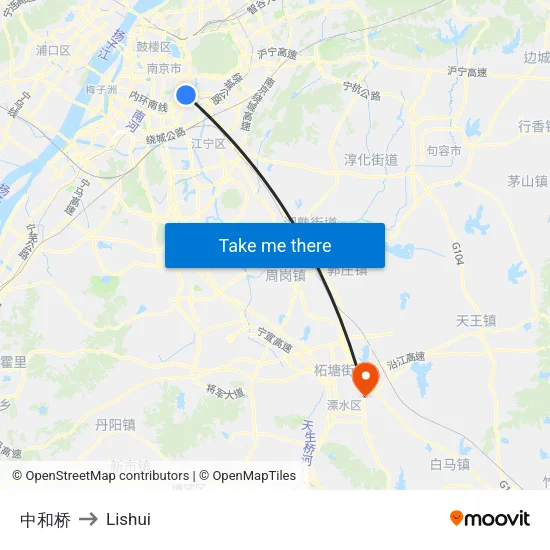 中和桥 to Lishui map