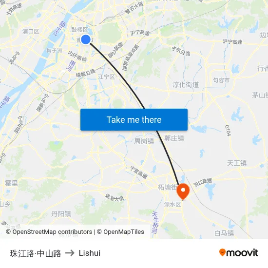 Zhujiang Road & Zhongshan Road to Lishui map