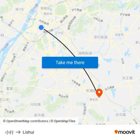 Xiaoxing to Lishui map
