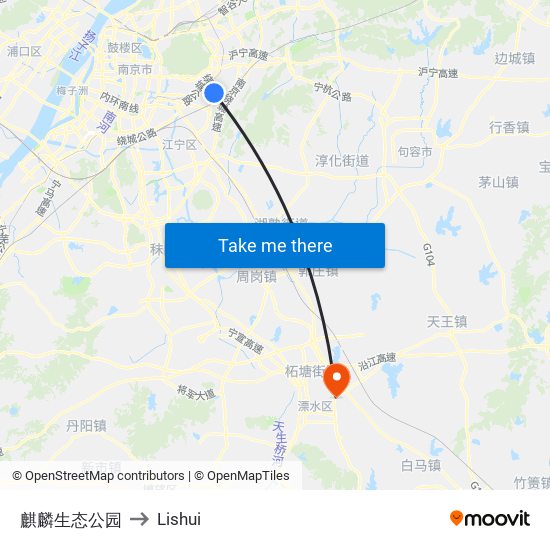 麒麟生态公园 to Lishui map