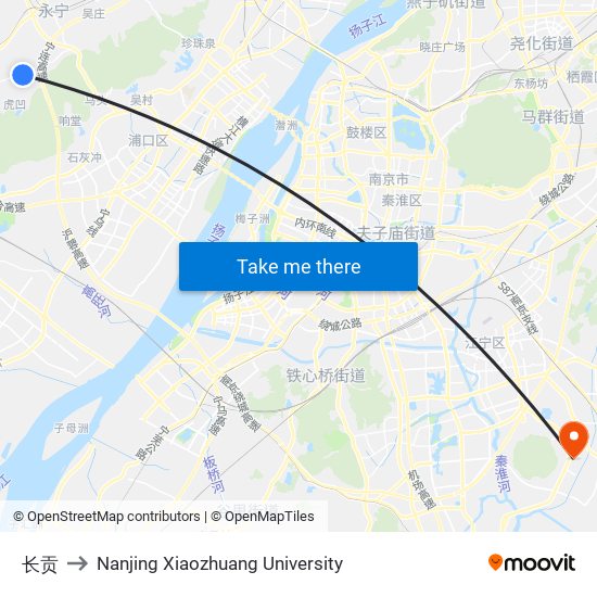 长贡 to Nanjing Xiaozhuang University map