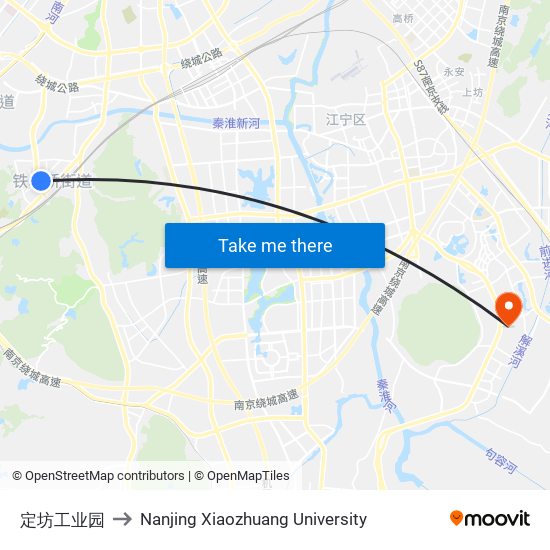 定坊工业园 to Nanjing Xiaozhuang University map