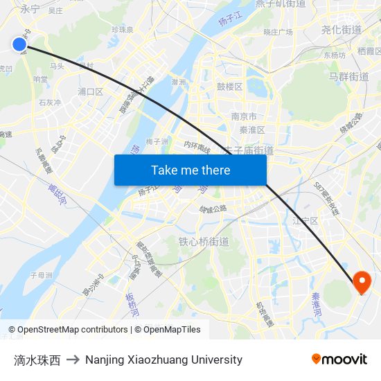 滴水珠西 to Nanjing Xiaozhuang University map