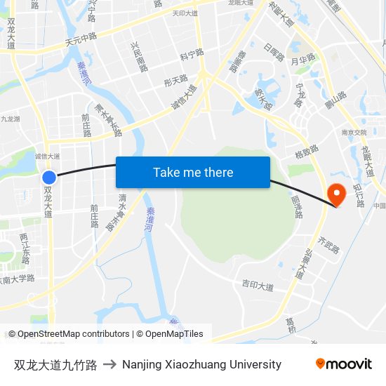 双龙大道九竹路 to Nanjing Xiaozhuang University map