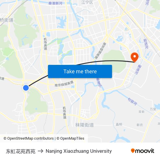 东虹花苑西苑 to Nanjing Xiaozhuang University map