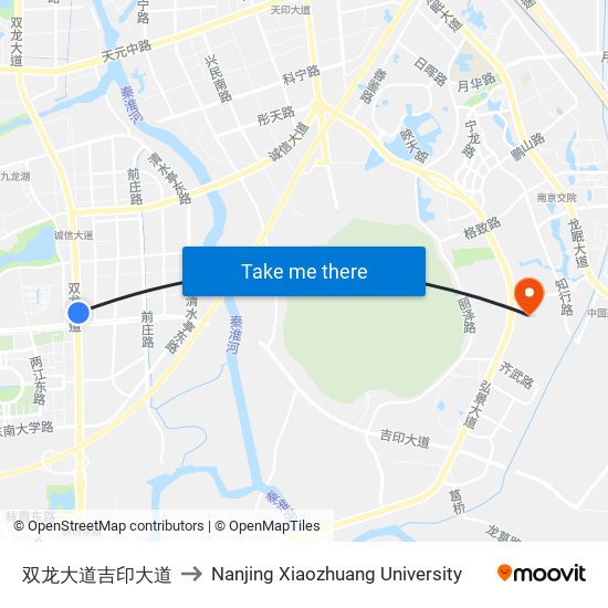 双龙大道吉印大道 to Nanjing Xiaozhuang University map