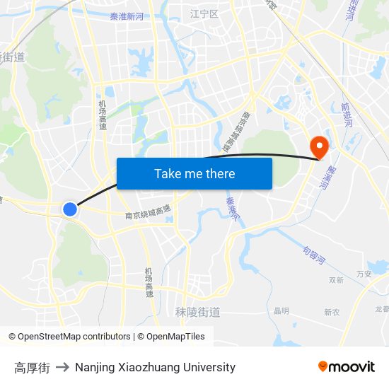 高厚街 to Nanjing Xiaozhuang University map