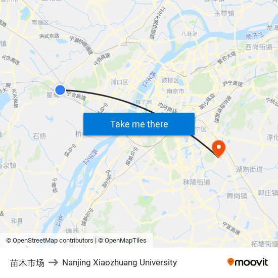 苗木市场 to Nanjing Xiaozhuang University map