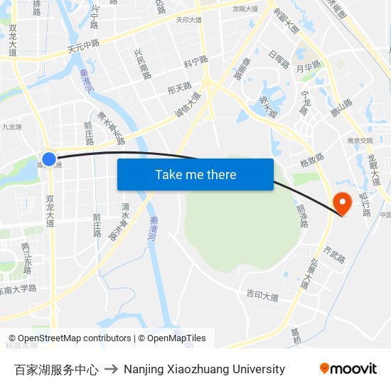 百家湖服务中心 to Nanjing Xiaozhuang University map