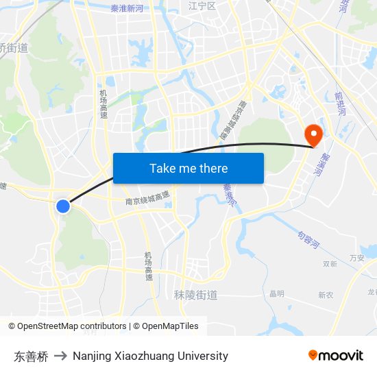 东善桥 to Nanjing Xiaozhuang University map