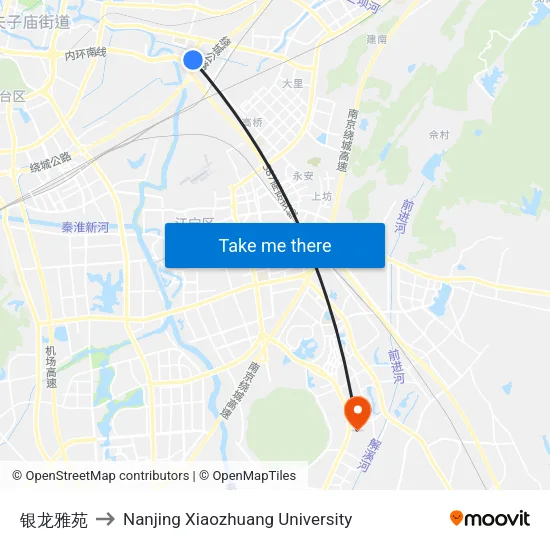 银龙雅苑 to Nanjing Xiaozhuang University map