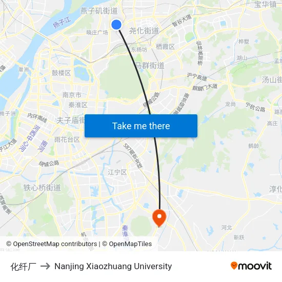 化纤厂 to Nanjing Xiaozhuang University map