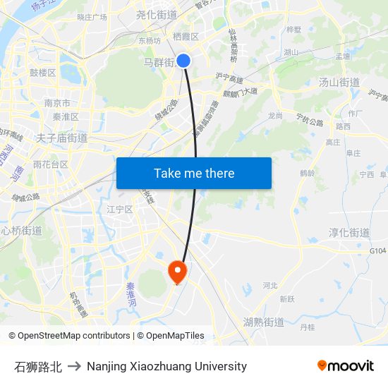 石狮路北 to Nanjing Xiaozhuang University map