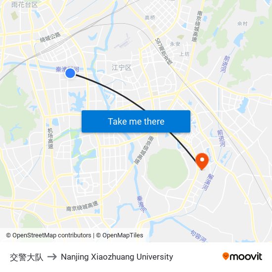 交警大队 to Nanjing Xiaozhuang University map