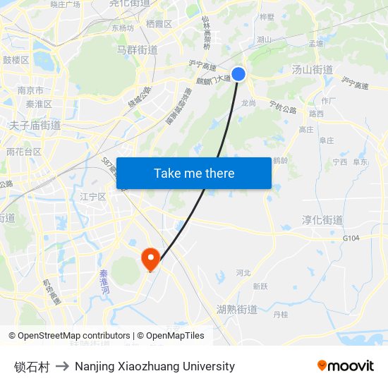 锁石村 to Nanjing Xiaozhuang University map