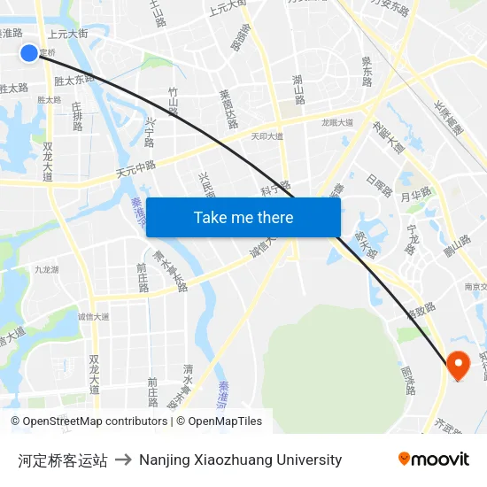 河定桥客运站 to Nanjing Xiaozhuang University map