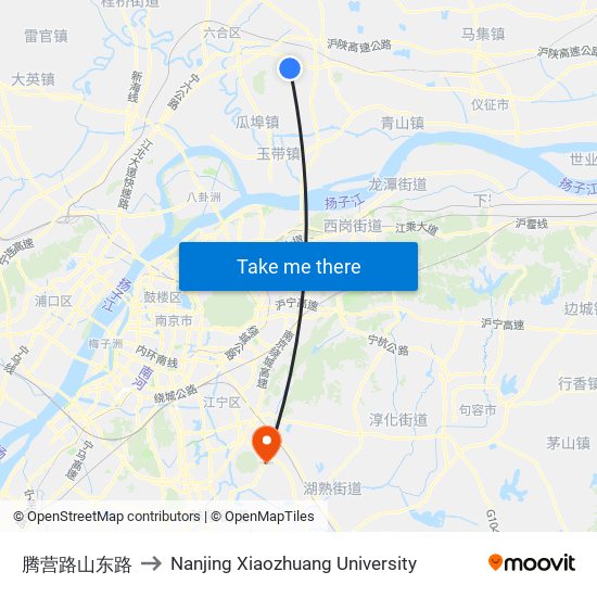 腾营路山东路 to Nanjing Xiaozhuang University map