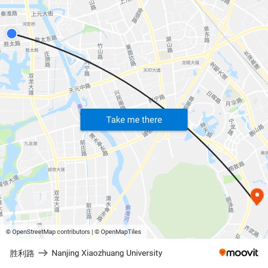 胜利路 to Nanjing Xiaozhuang University map