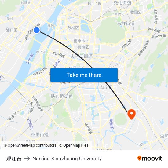 观江台 to Nanjing Xiaozhuang University map