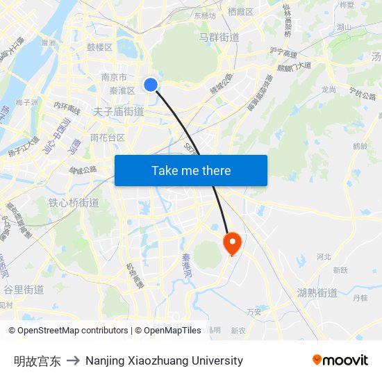 明故宫东 to Nanjing Xiaozhuang University map