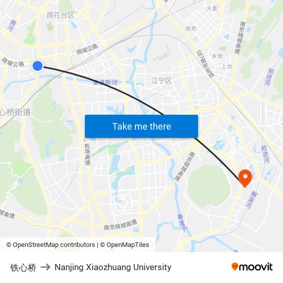 铁心桥 to Nanjing Xiaozhuang University map