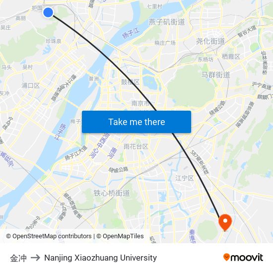 金冲 to Nanjing Xiaozhuang University map