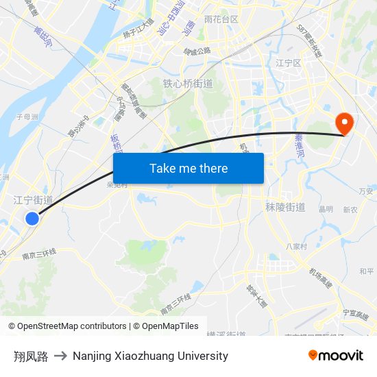 翔凤路 to Nanjing Xiaozhuang University map