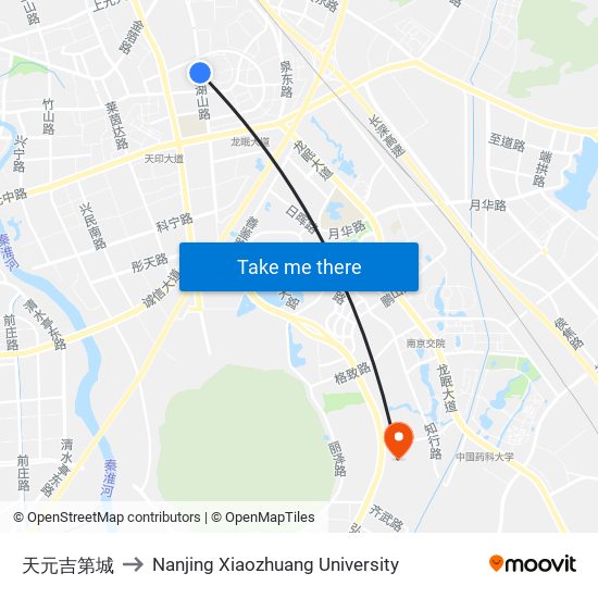 天元吉第城 to Nanjing Xiaozhuang University map