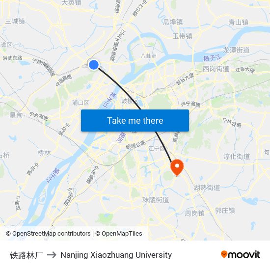 铁路林厂 to Nanjing Xiaozhuang University map