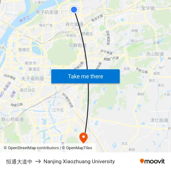 恒通大道中 to Nanjing Xiaozhuang University map