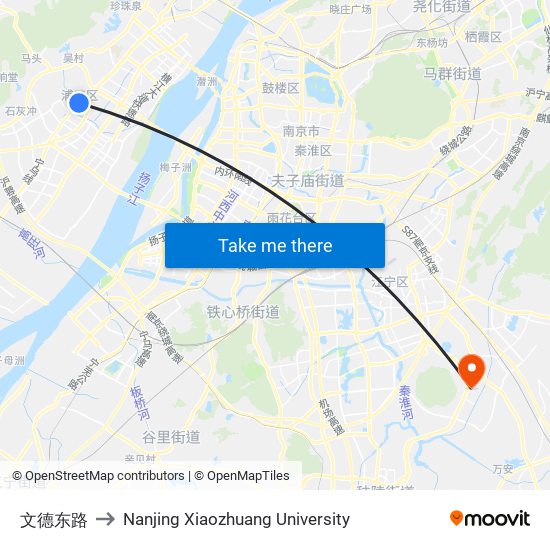 文德东路 to Nanjing Xiaozhuang University map