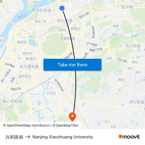 兴和路南 to Nanjing Xiaozhuang University map