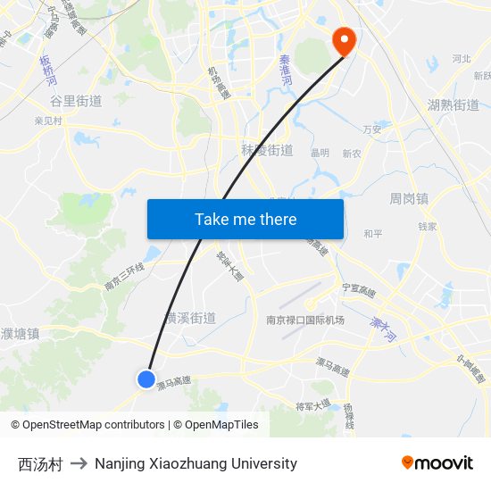 西汤村 to Nanjing Xiaozhuang University map