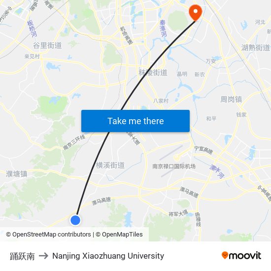 踊跃南 to Nanjing Xiaozhuang University map