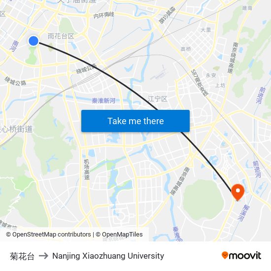 菊花台 to Nanjing Xiaozhuang University map