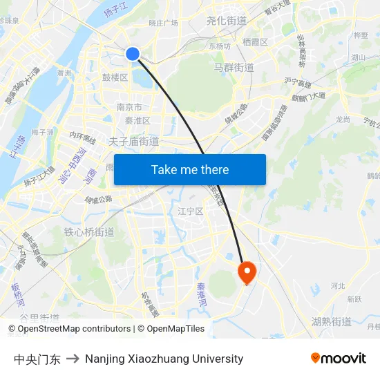 中央门东 to Nanjing Xiaozhuang University map