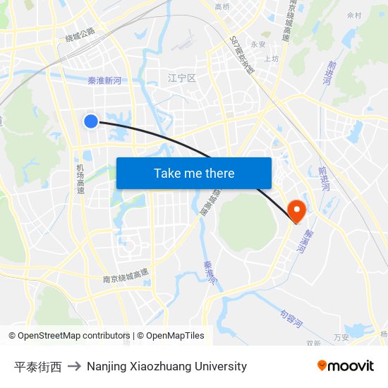 平泰街西 to Nanjing Xiaozhuang University map