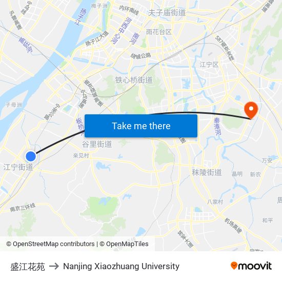 盛江花苑 to Nanjing Xiaozhuang University map