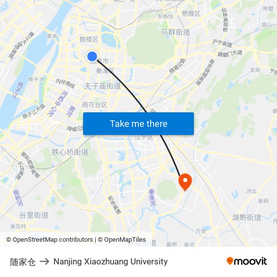 随家仓 to Nanjing Xiaozhuang University map