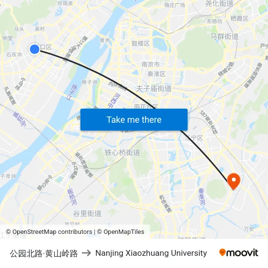 公园北路·黄山岭路 to Nanjing Xiaozhuang University map