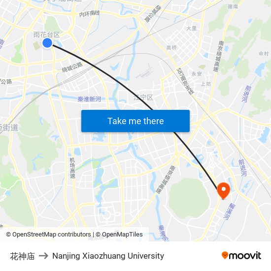 花神庙 to Nanjing Xiaozhuang University map