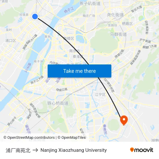 浦厂南苑北 to Nanjing Xiaozhuang University map