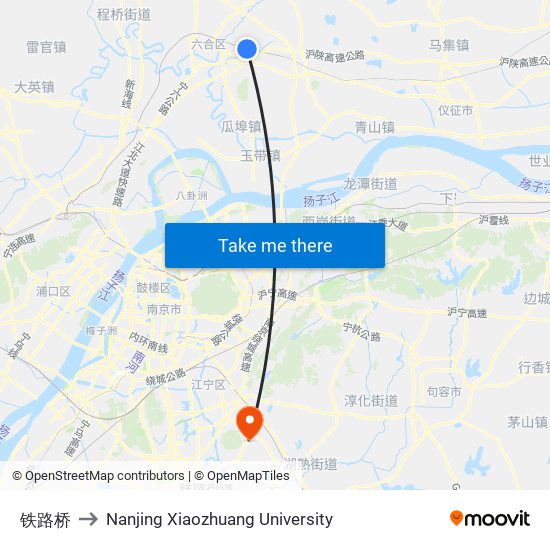 铁路桥 to Nanjing Xiaozhuang University map