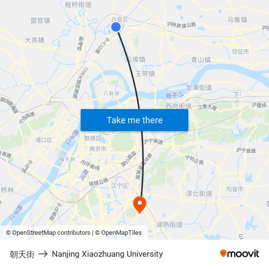 朝天街 to Nanjing Xiaozhuang University map