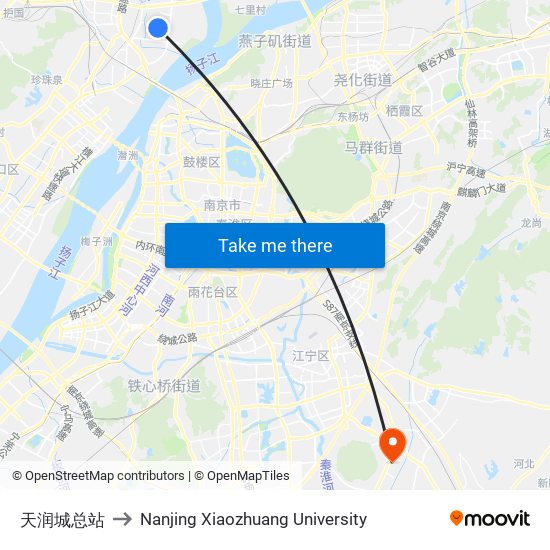 天润城总站 to Nanjing Xiaozhuang University map